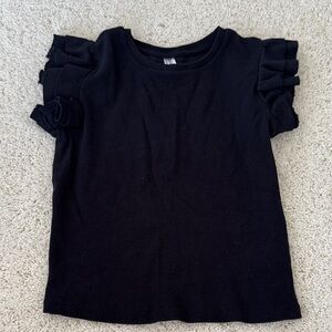 Elegant Black Girls Ruffle Sleeve Tee